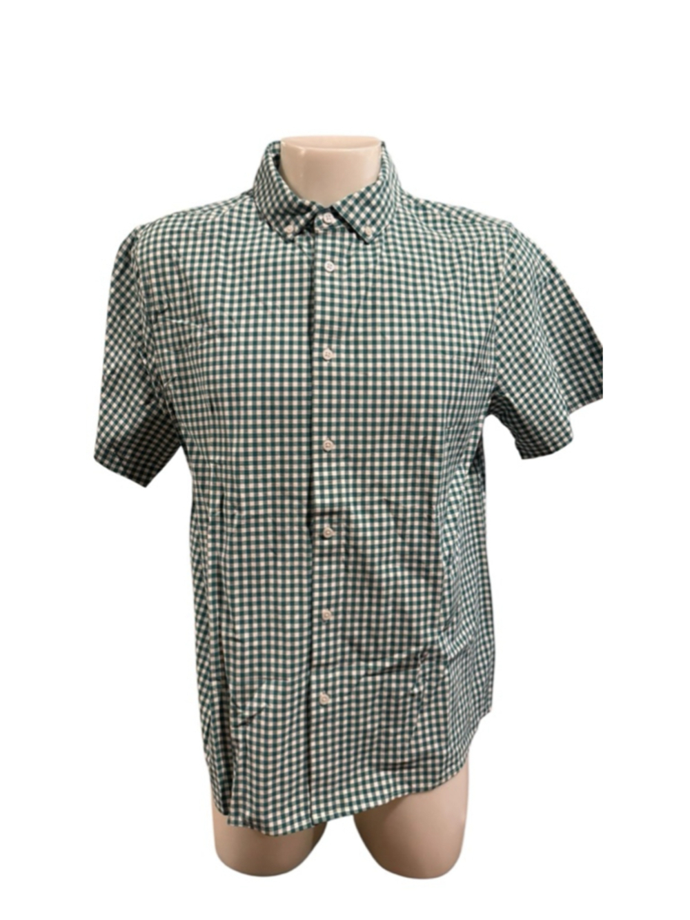 Men's Walter Hagen Green & White gingham golf shirt Shirt Size XL d4